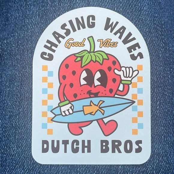 NWT DUTCH BROS MAY STICKER OF THE MONTH “CHASING WAVES” - Picture 1 of 2